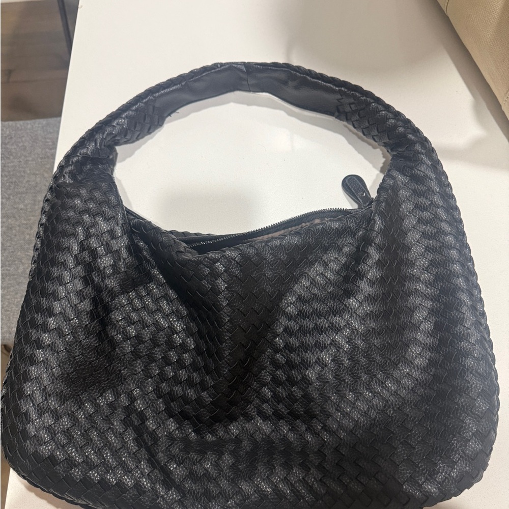 Elegant Black Woven Handbag